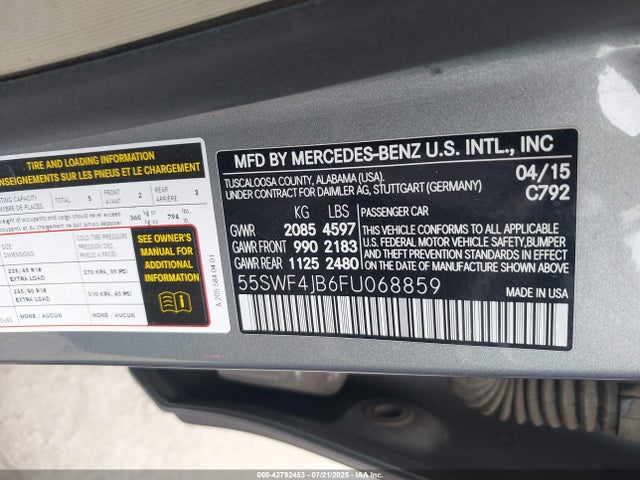 55SWF4JB6FU068859 Mercedes-Benz 2015
