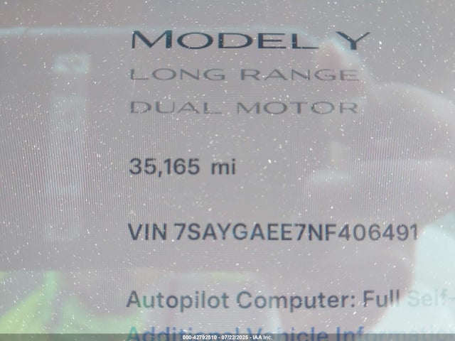 2022 TESLA MODEL Y 7SAYGAEE7NF406491 Photo 6