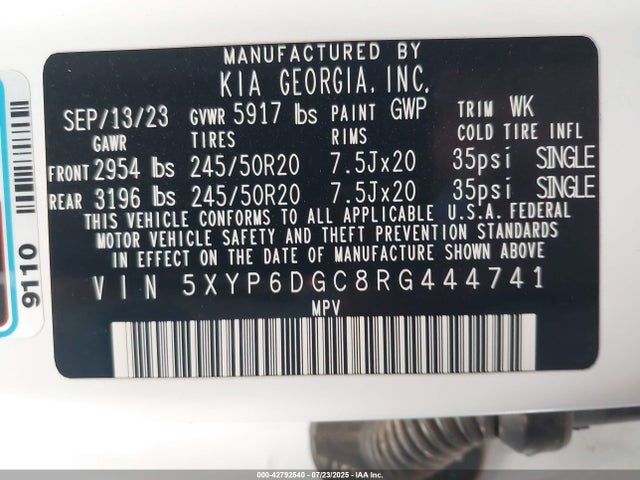 5XYP6DGC8RG444741 KIA gdi lambda-ii