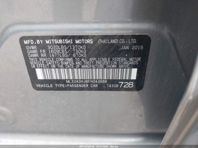2015 MITSUBISHI MIRAGE ML32A3HJ6FH042688 Photo 8