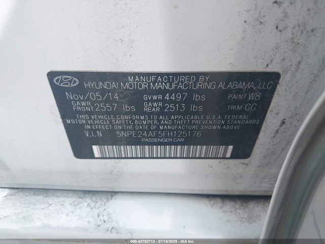 5NPE24AF5FH125176 Hyundai dohc gdi theta-ii