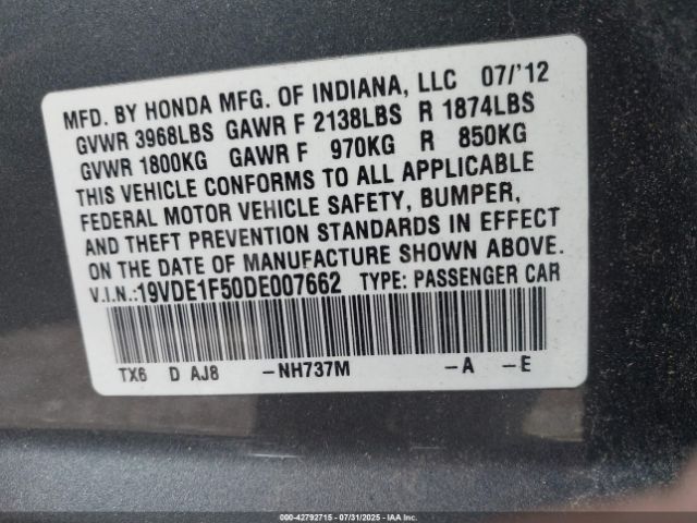 2013 ACURA ILX 19VDE1F50DE007662 Photo 8