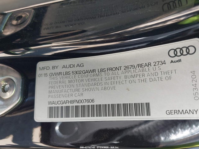 2015 AUDI S5 WAUCGAFH8FN007606 Photo 8