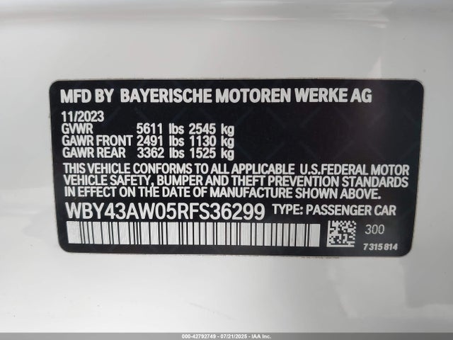 WBY43AW05RFS36299 BMW I4