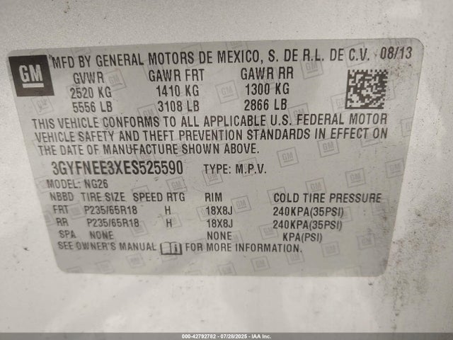 2014 CADILLAC SRX 3GYFNEE3XES525590 Photo 8