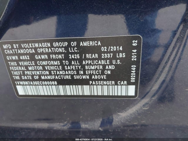 Volkswagen 2014 2014 1VWBN7A35EC080068 Image 9