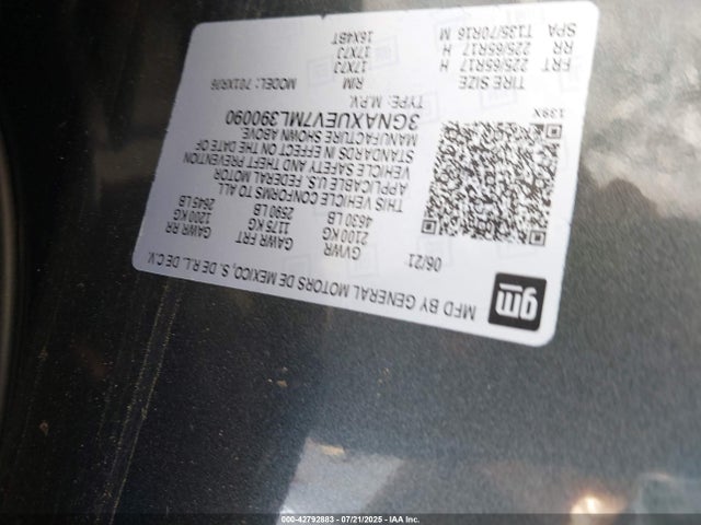 Chevrolet lyx 2021 3GNAXUEV7ML390090 Image 9