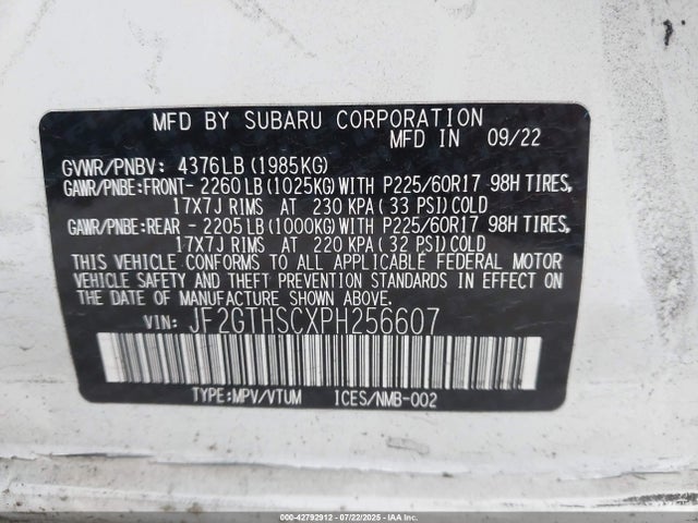 Subaru na 2023 JF2GTHSCXPH256607 Image 9