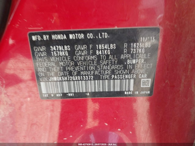 JHMGK5H72GX013372 Honda l15b1