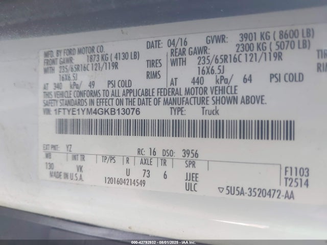1FTYE1YM4GKB13076 Ford Transit