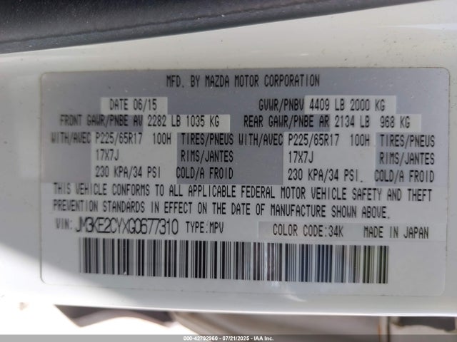 JM3KE2CYXG0677310 Mazda py