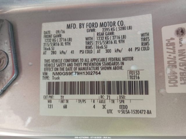 2017 FORD TRANSIT CONNECT NM0GS9E79H1302764 Photo 8