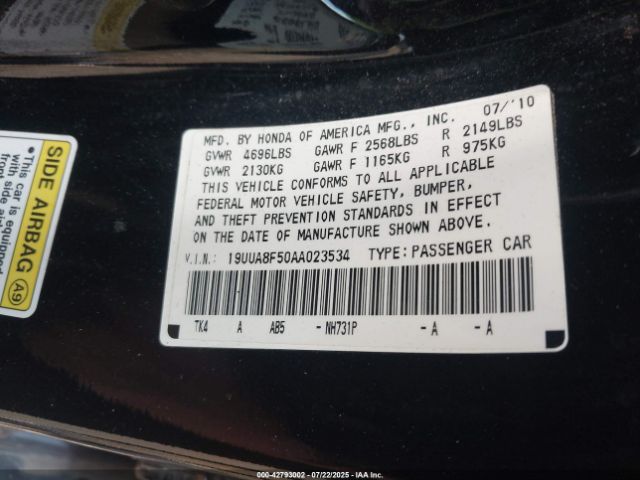 2010 ACURA TL 19UUA8F50AA023534 Photo 8