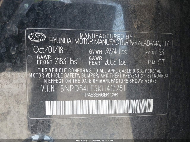 Hyundai mpi nu 2019 5NPD84LF5KH413281 Image 9