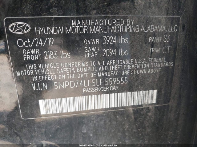 Hyundai mpi nu 2020 5NPD74LF5LH559555 Image 9