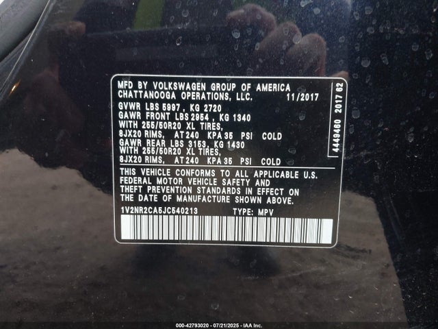 Volkswagen fsi 2018 1V2NR2CA5JC540213 Image 9
