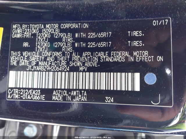 JTJYARBZ9H2064924 Lexus 8ar-fts