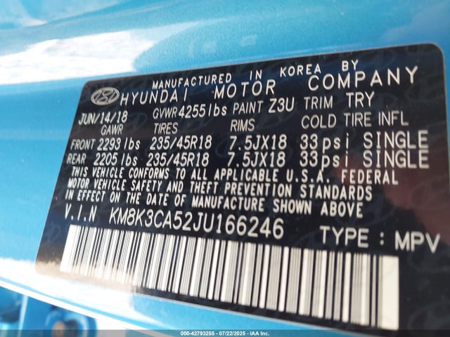 KM8K3CA52JU166246 Hyundai t-gdi gamma