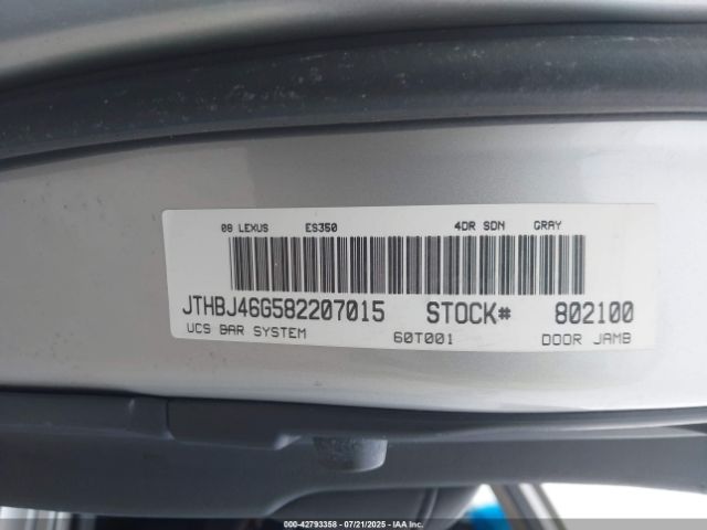 2008 LEXUS ES 350 JTHBJ46G582207015 Photo 8