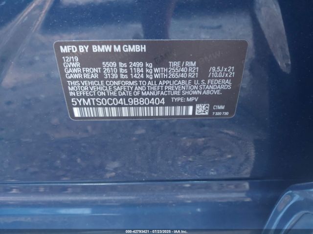 2020 BMW X3 M 5YMTS0C04L9B80404 Photo 8