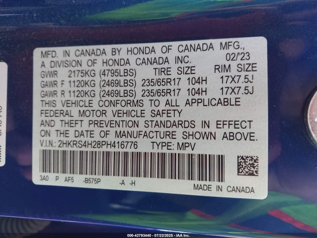 Honda l15be 2023 2HKRS4H28PH416776 Image 9
