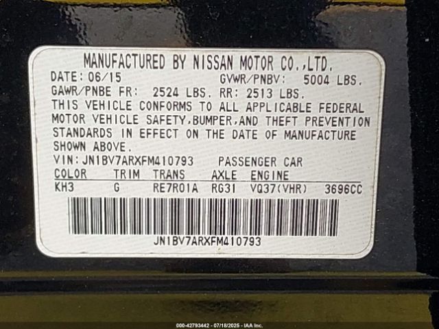 2015 INFINITI Q50 JN1BV7ARXFM410793 Photo 8