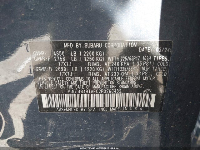 Subaru na, u5 2024 4S4BTAFC2R3268482 Image 9