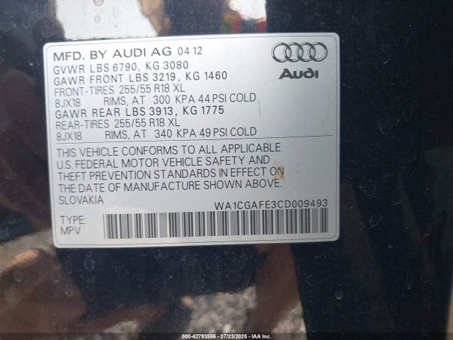 2012 AUDI Q7 WA1CGAFE3CD009493 Photo 8