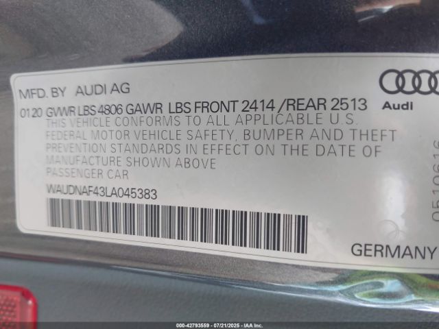 2020 AUDI A4 WAUDNAF43LA045383 Photo 8