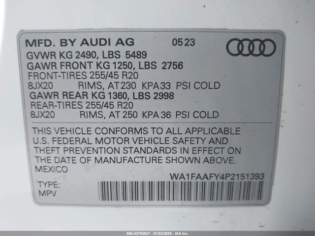 2023 AUDI Q5 WA1FAAFY4P2151393 Photo 8