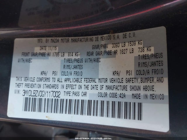 3MYDLBZV0GY117002 Scion p5v