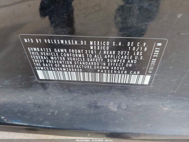 3VWC57BUXKM269630 Volkswagen 1.4 tsi
