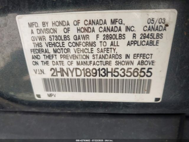 2003 ACURA MDX 2HNYD18913H535655 Photo 8