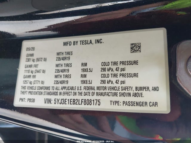 2020 TESLA MODEL 3 5YJ3E1EB2LF808175 Photo 8