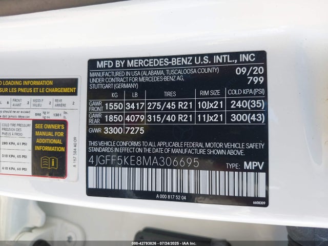 4JGFF5KE8MA306695 Mercedes-Benz m256