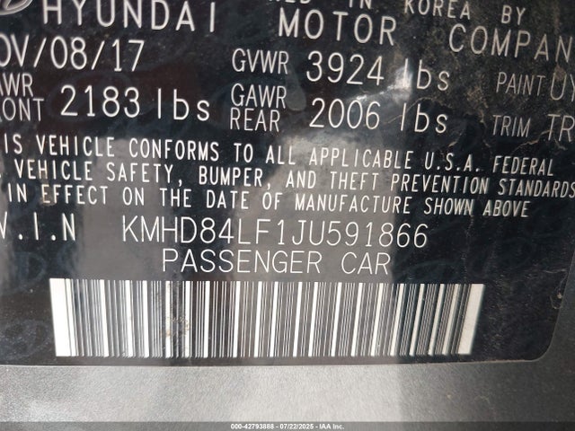 KMHD84LF1JU591866 Hyundai mpi nu