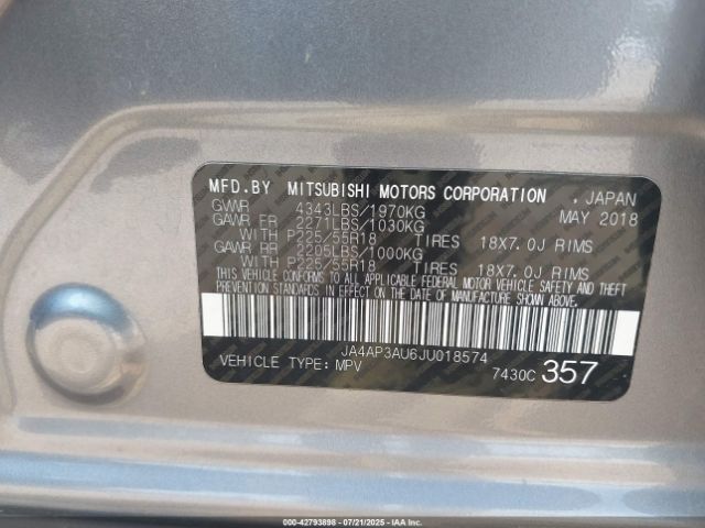 2018 MITSUBISHI OUTLANDER SPORT JA4AP3AU6JU018574 Photo 8