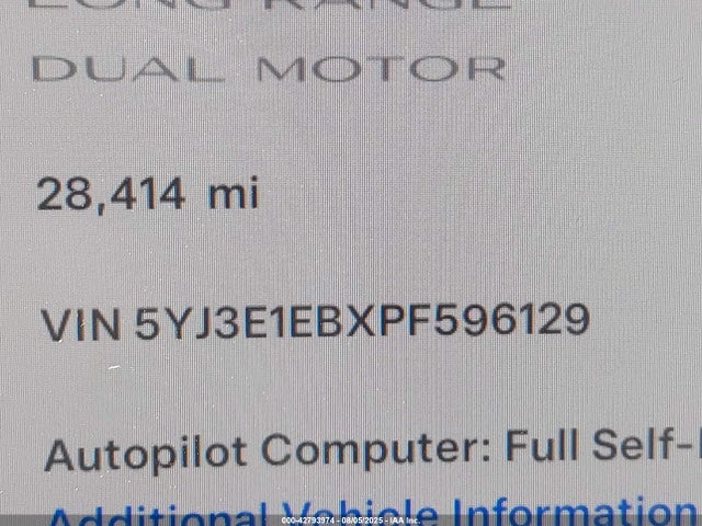 5YJ3E1EBXPF596129 Tesla MODEL 3