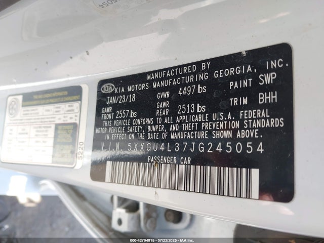 5XXGU4L37JG245054 KIA gdi