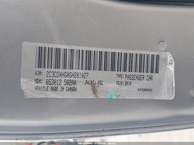 2C3CDXHG0GH281027 Dodge 2016