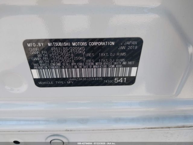 2018 MITSUBISHI OUTLANDER JA4AZ3A36JZ044936 Photo 8