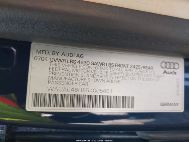 2005 AUDI A4 WAUAC48H85K005601 Photo 8