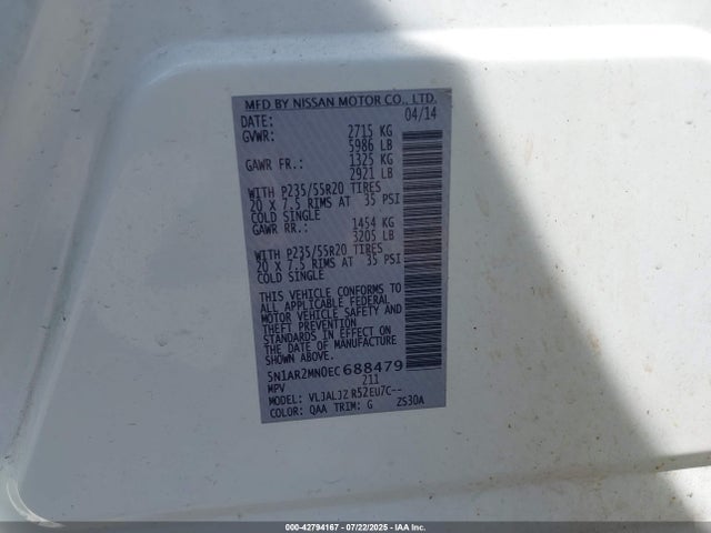 Nissan 2014 2014 5N1AR2MN0EC688479 Image 9