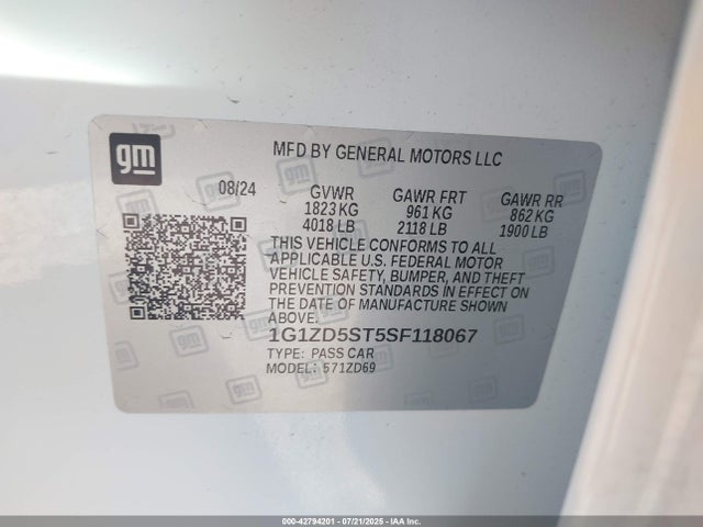 1G1ZD5ST5SF118067 Chevrolet lfv