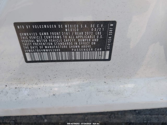 3VWG57BU4MM052689 Volkswagen tsi