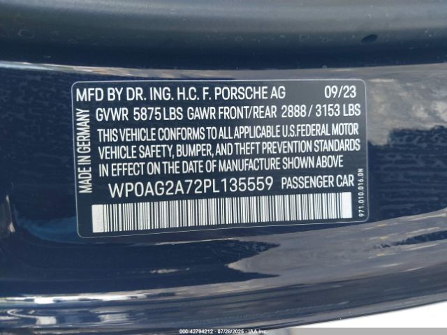 2023 PORSCHE PANAMERA WP0AG2A72PL135559 Photo 8