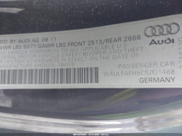 2012 AUDI A5 WAULFAFH5CN001468 Photo 8