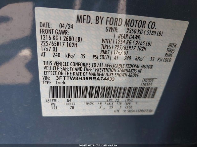 Ford 2024 2024 3FTTW8H36RRA74433 Image 9