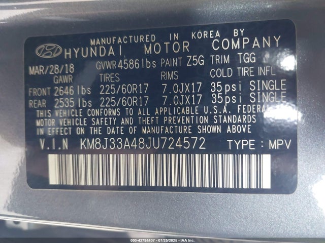 KM8J33A48JU724572 Hyundai gdi nu
