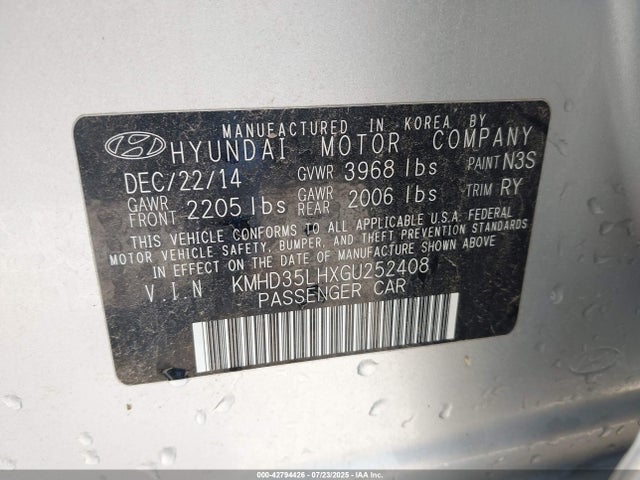 KMHD35LHXGU252408 Hyundai dohc gdi nu